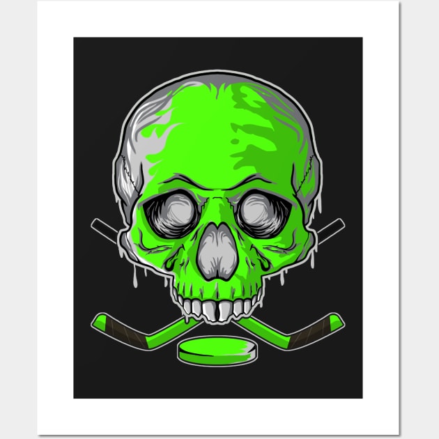 Hockey Death Skull Happy Halloween Skeleton product Wall Art by theodoros20